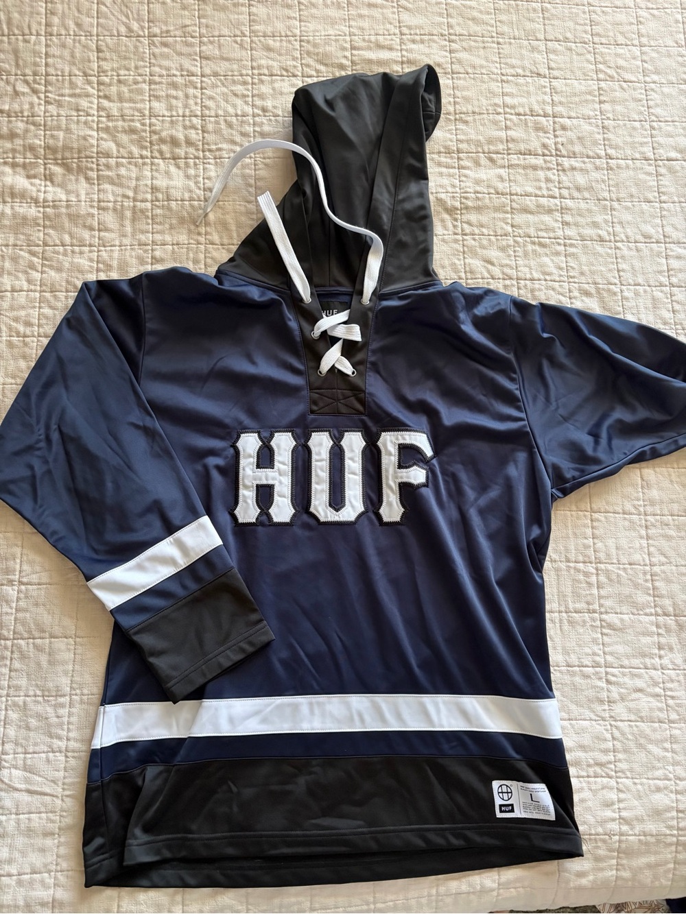 HUF Navy, Black and White Hockey Hoodie
